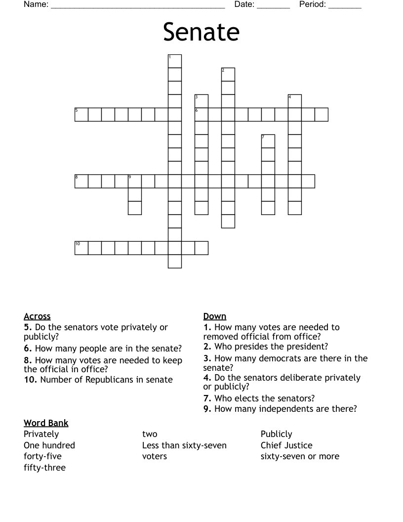 Senate  Crossword