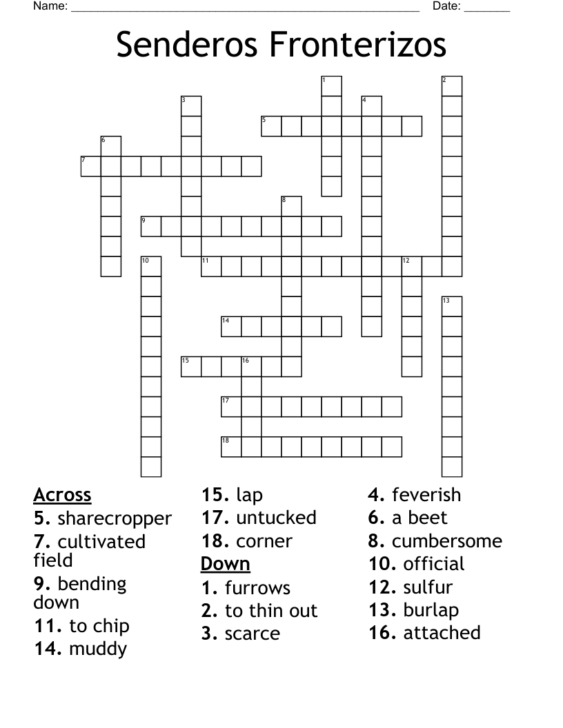 Senderos Fronterizos  Crossword