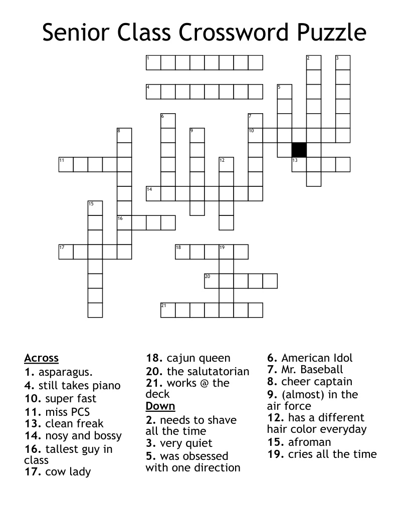 Senior Class Crossword Puzzle
