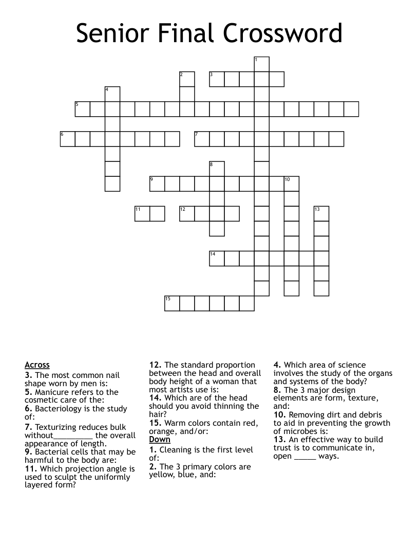 Senior Final Crossword