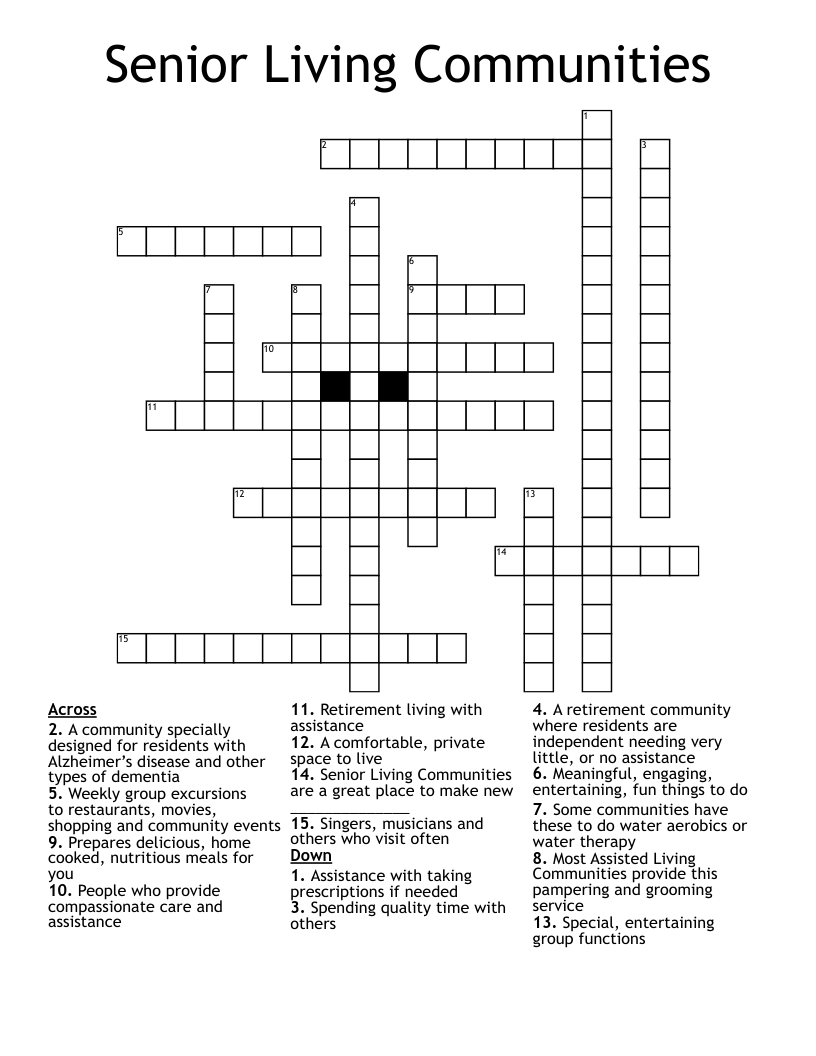 Senior Living Communities Crossword