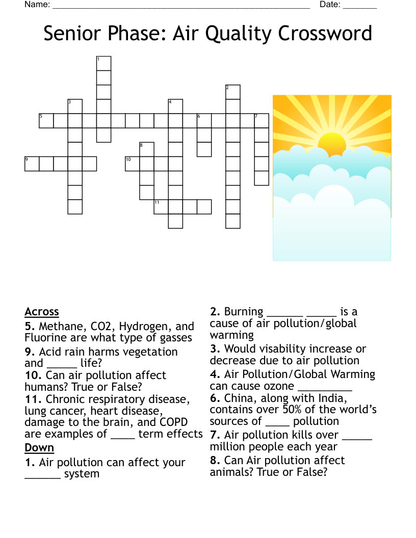 Senior Phase: Air Quality Crossword