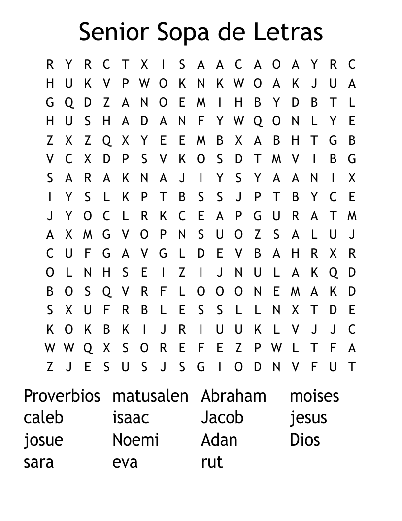 Senior Sopa de Letras Word Search