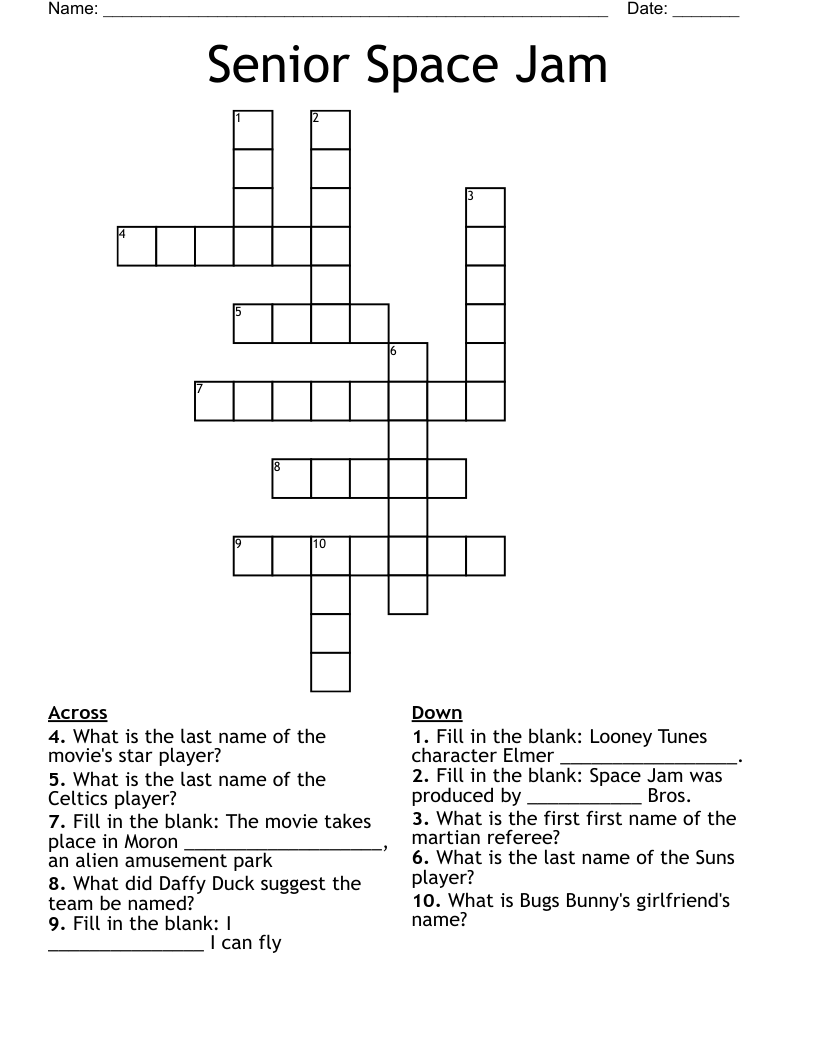 Senior Space Jam Crossword