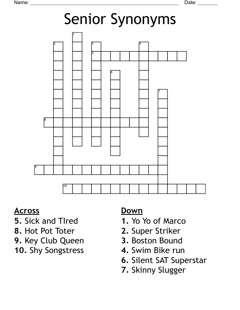 Senior Synonyms Crossword