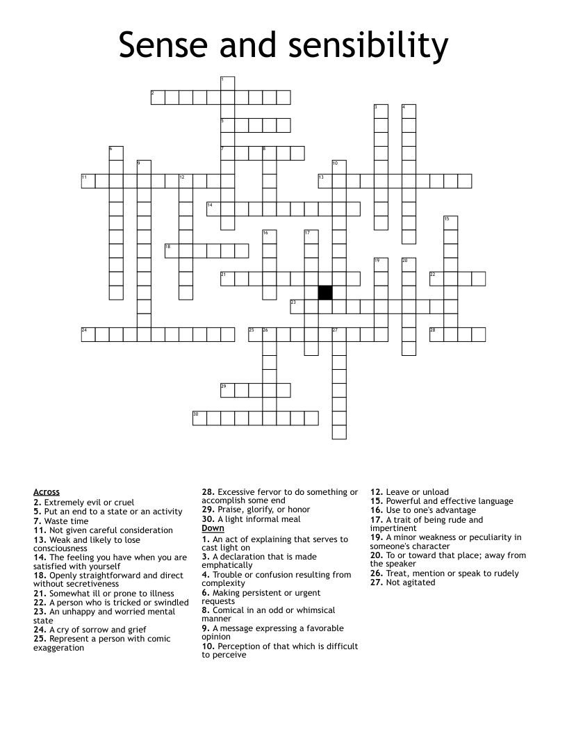 Sense and sensibility  Crossword