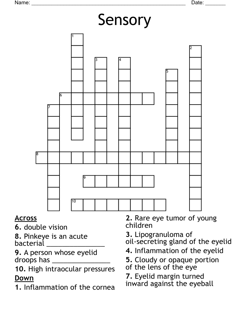 Sensory Crossword
