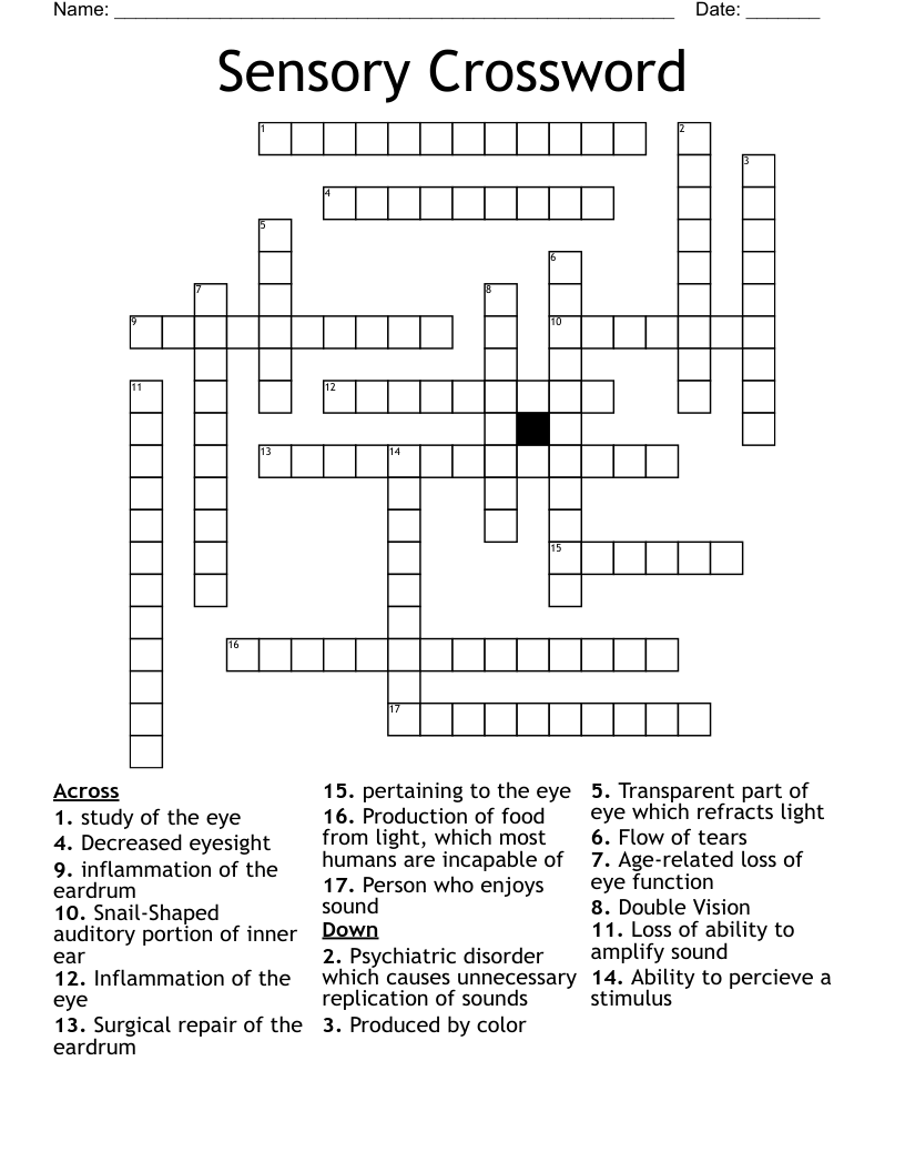 Sensory Crossword