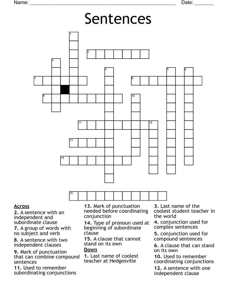 Sentences Crossword