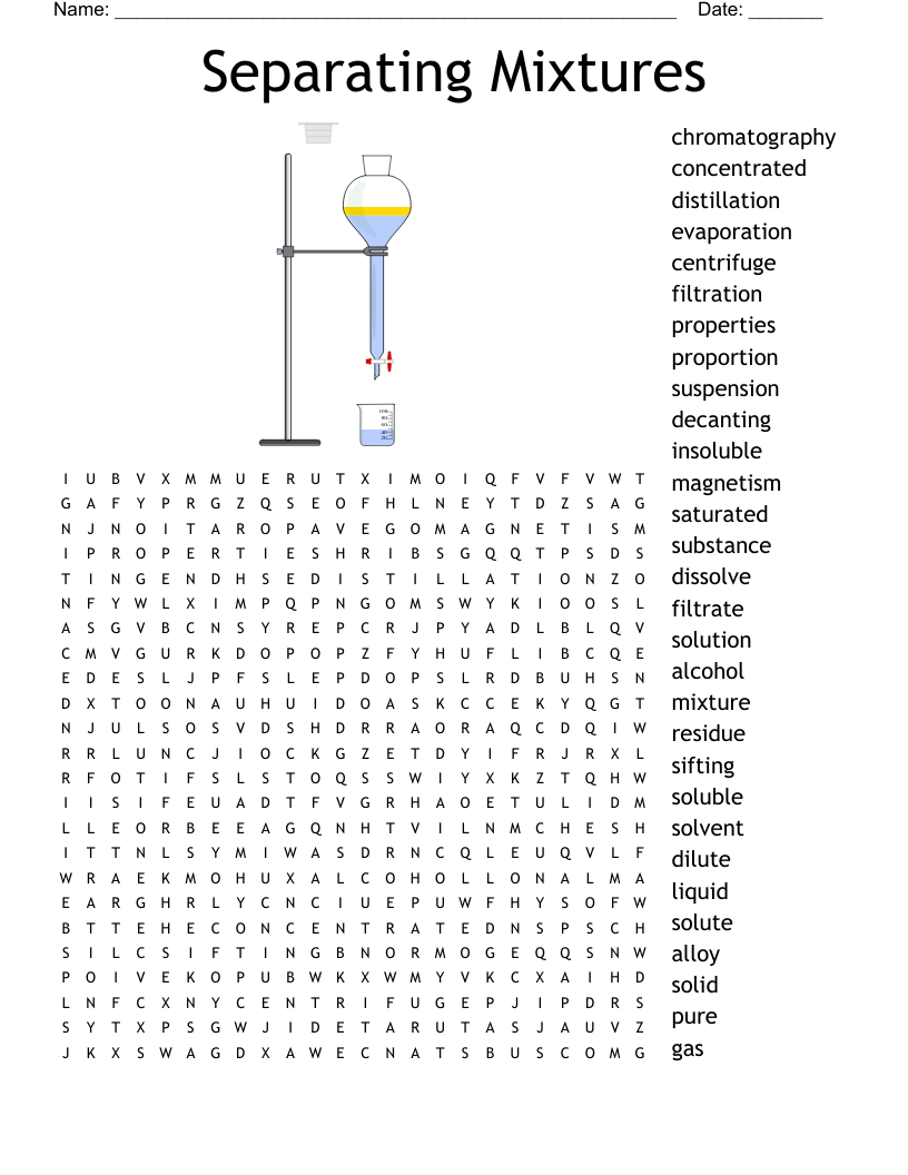 Separating Mixtures Word Search