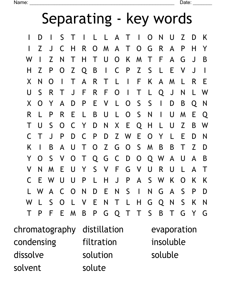 Separating - key words Word Search