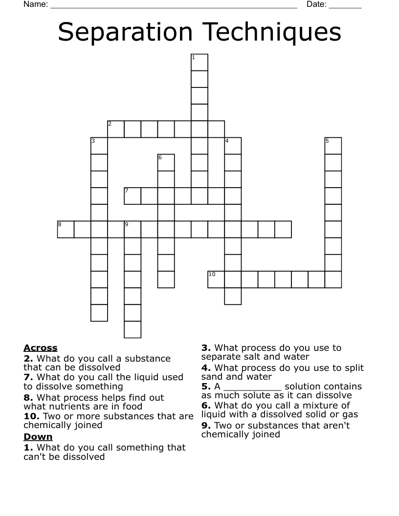 Separation Techniques Crossword