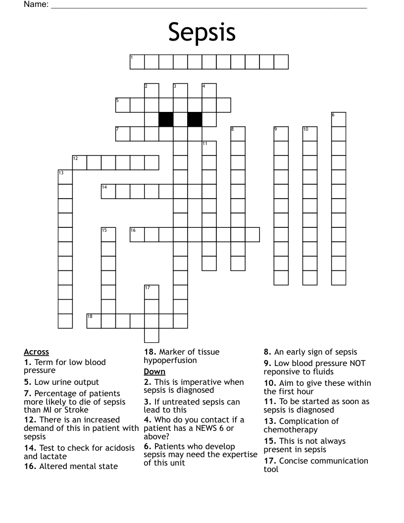 Sepsis Crossword