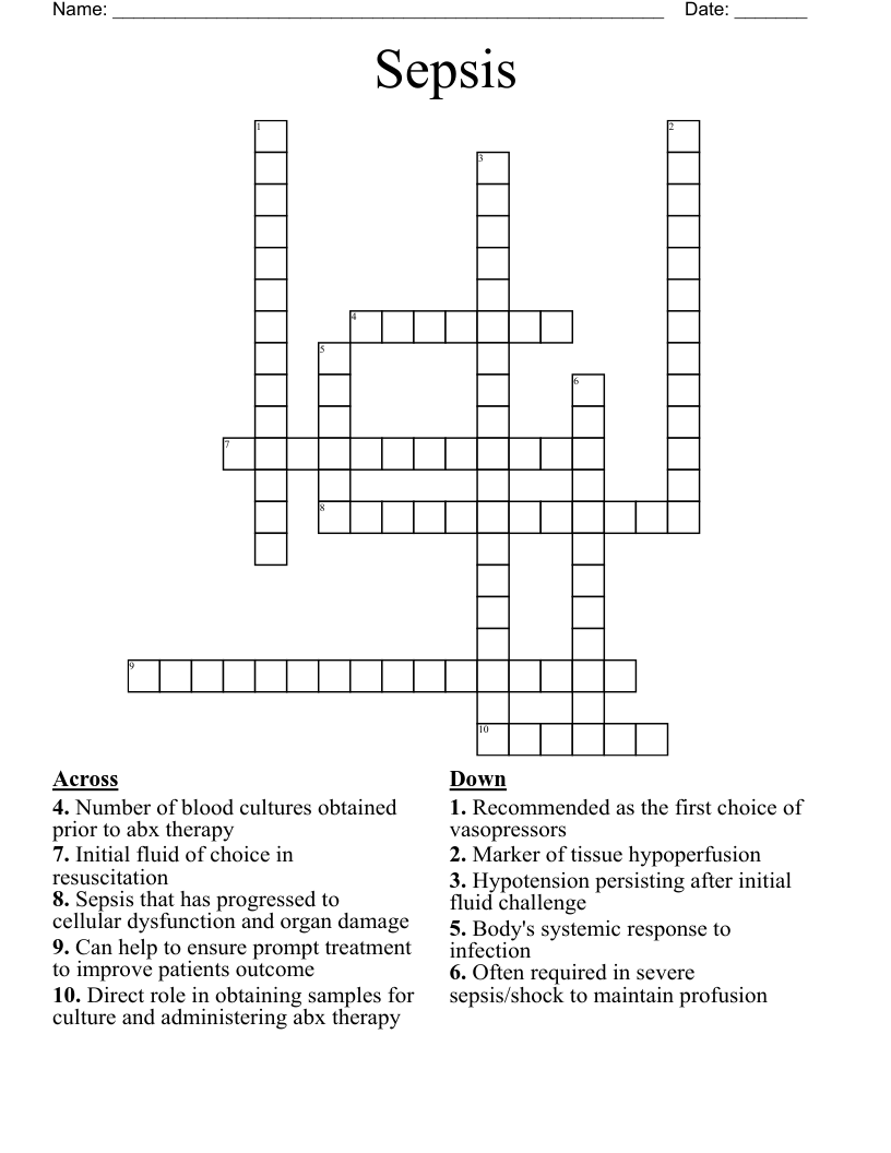 Sepsis Crossword