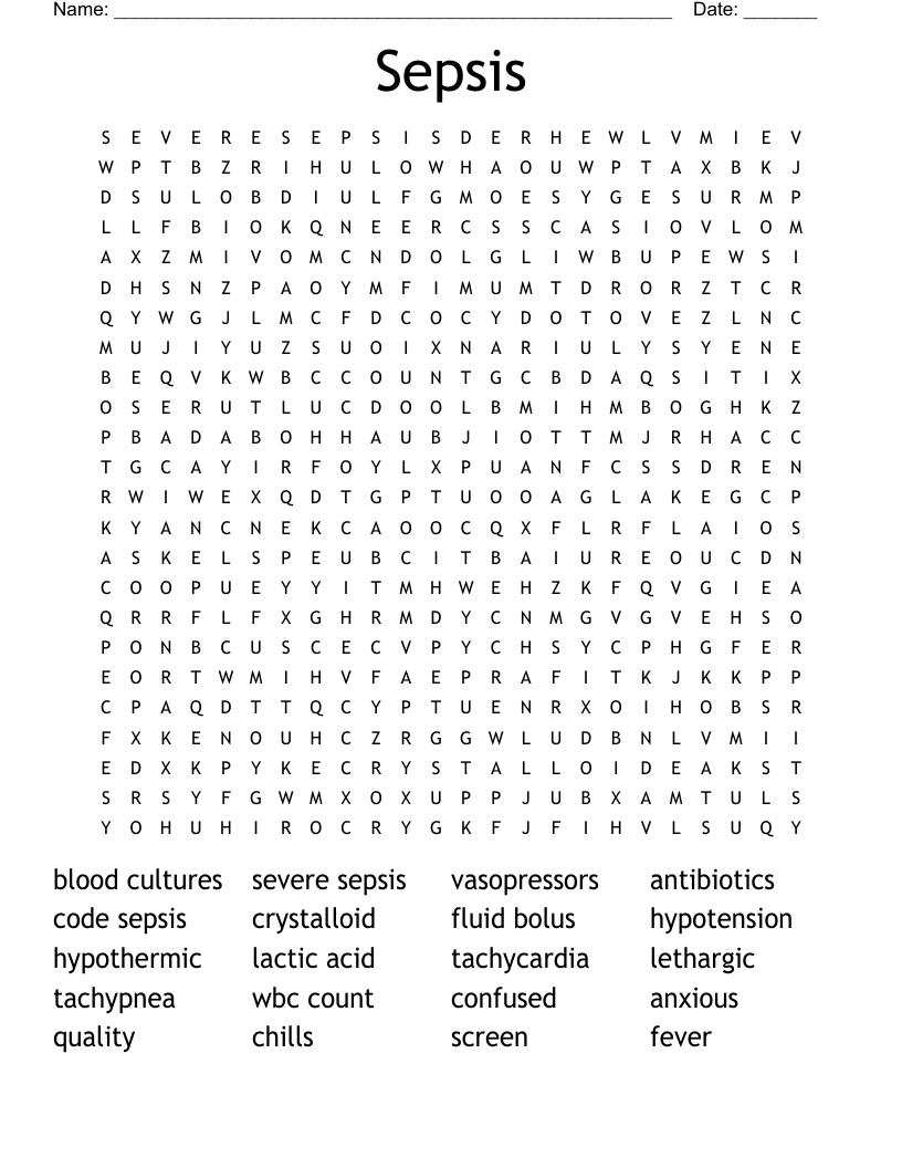 Sepsis Word Search