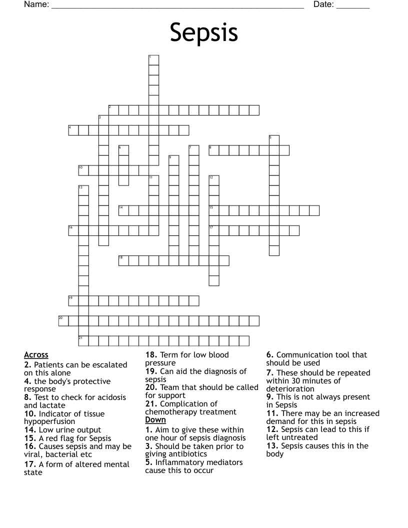 Sepsis Crossword