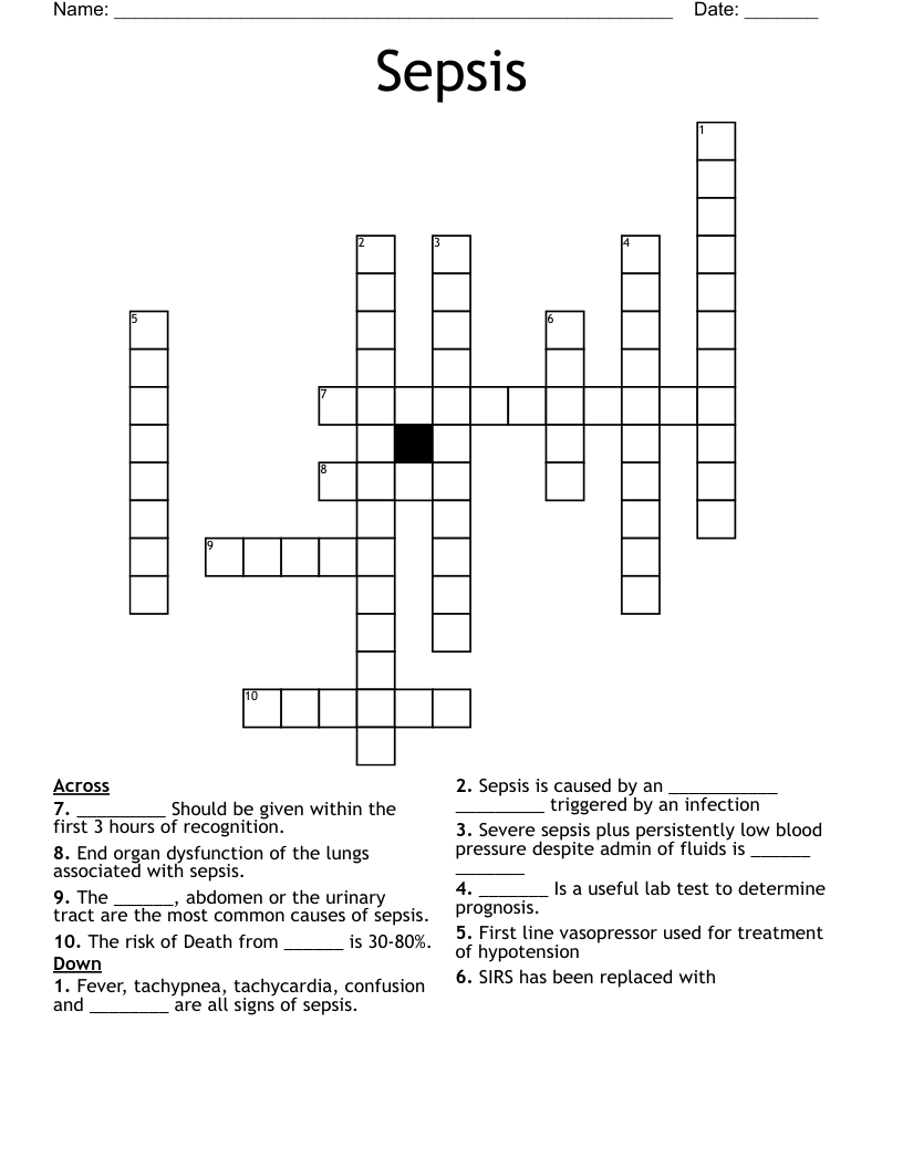 Sepsis Crossword