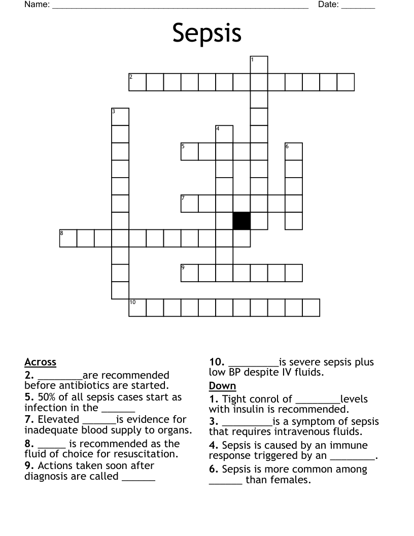 Sepsis Crossword