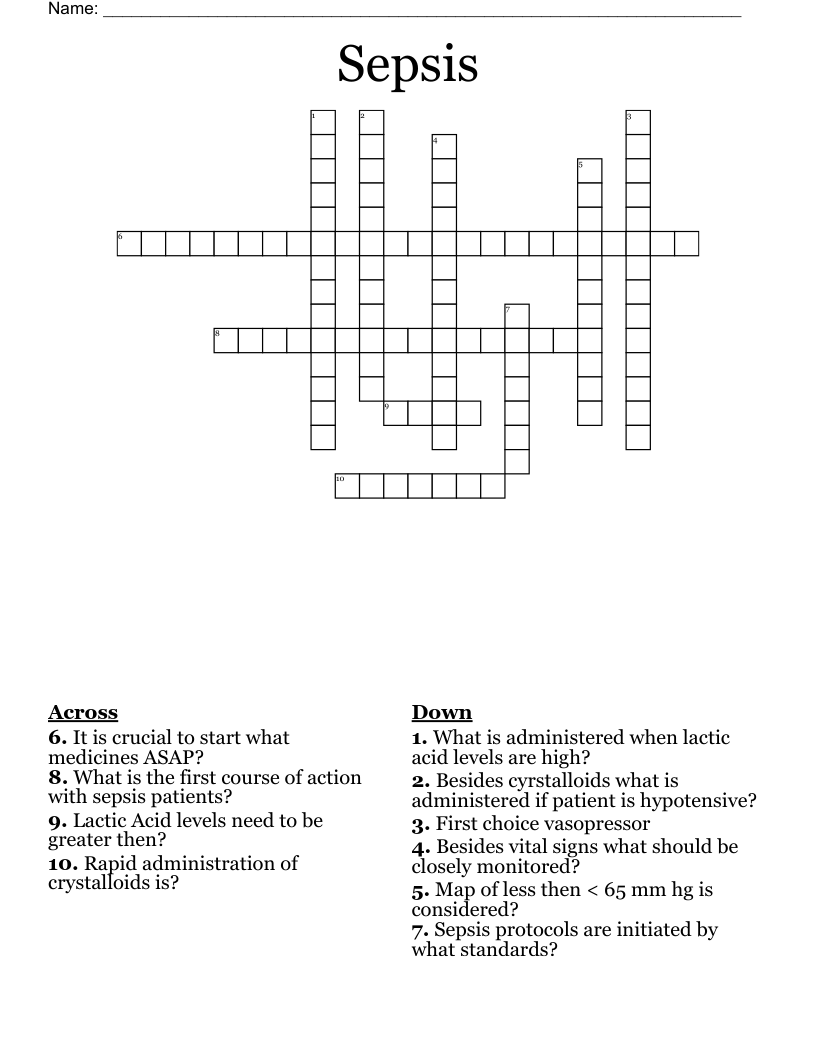 Sepsis Crossword