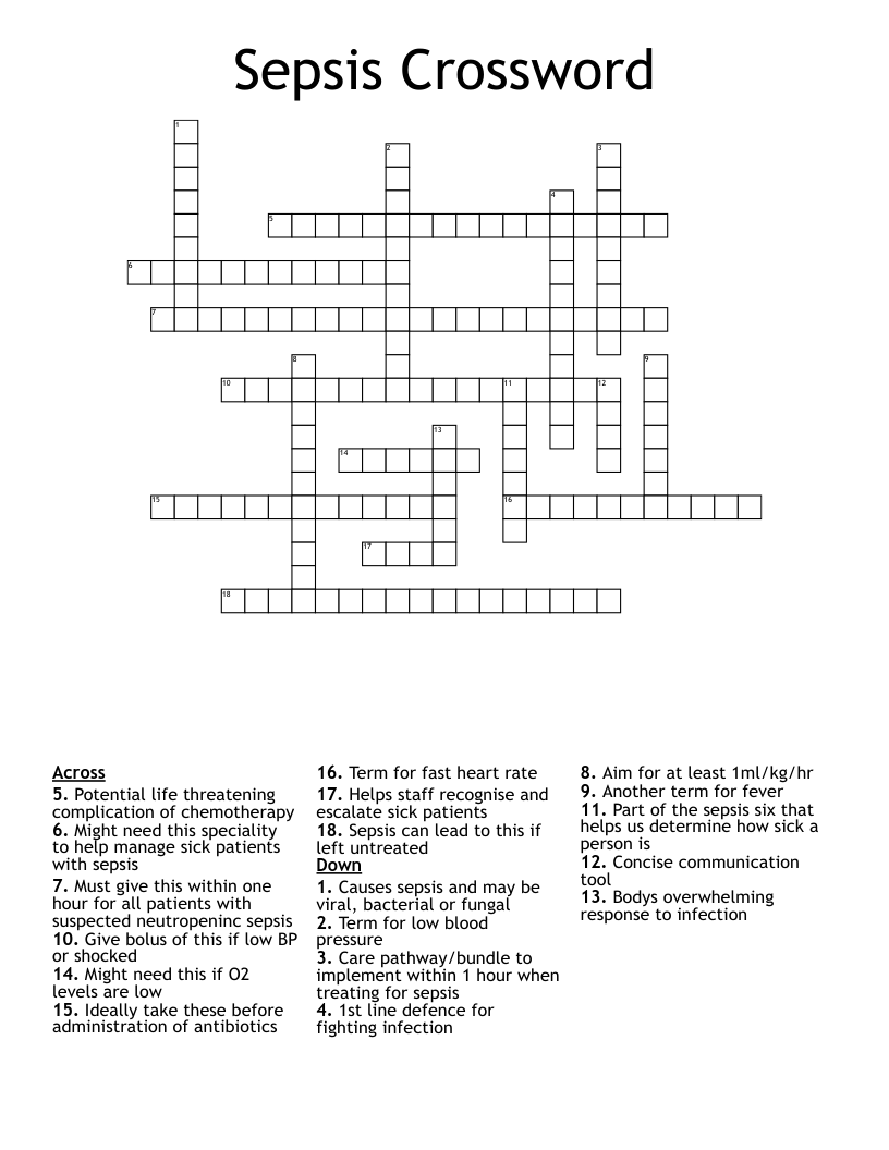 Sepsis Crossword 