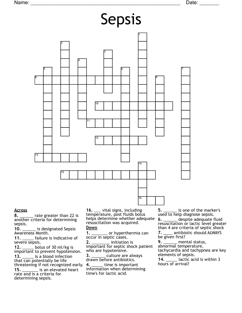 Sepsis  Crossword