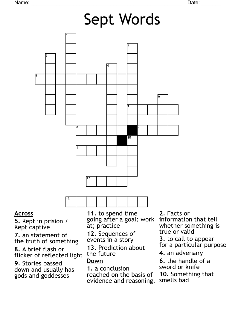 Sept Words Crossword
