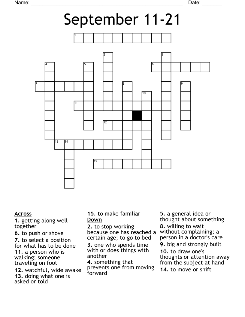 September 11-21 Crossword