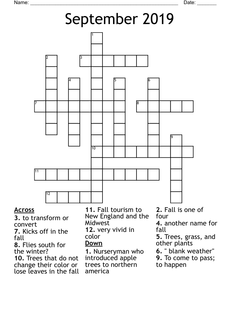 September 2019 Crossword