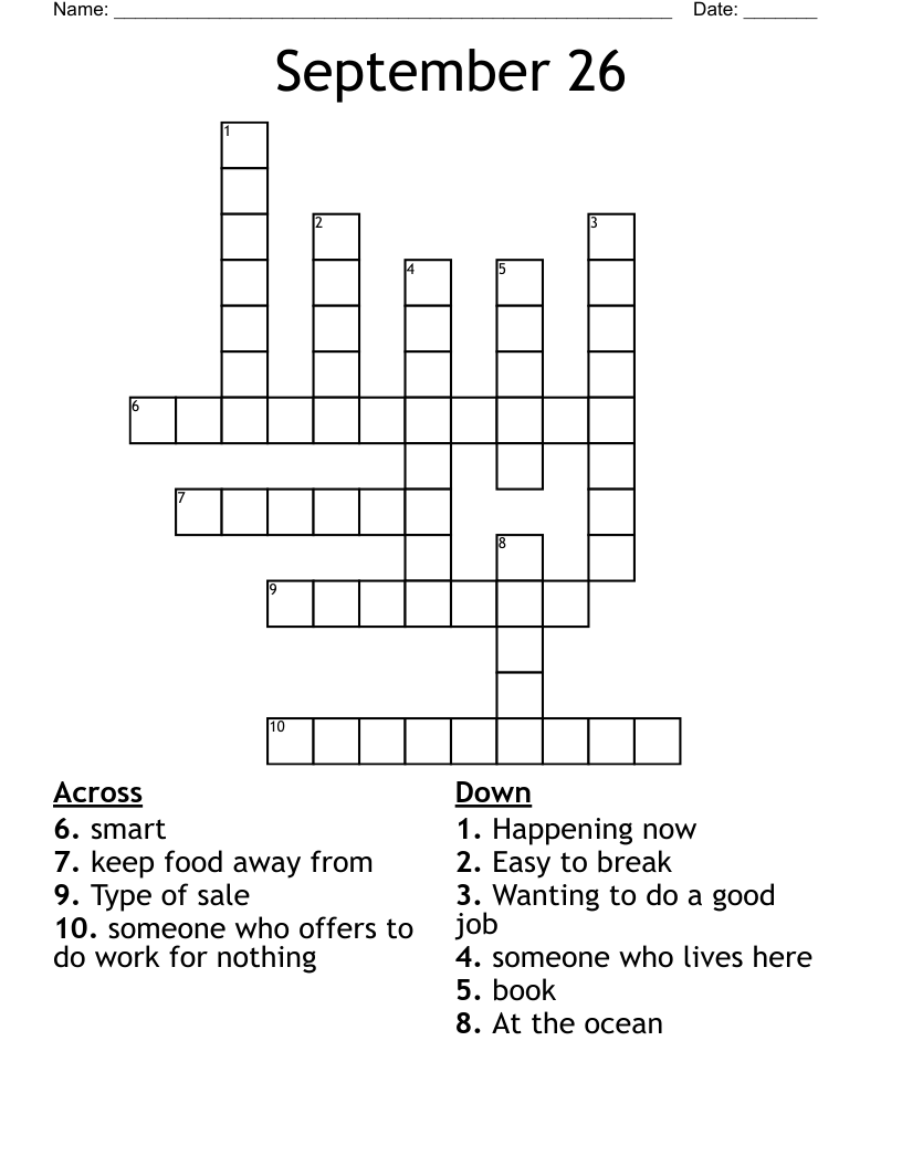 September 26 Crossword