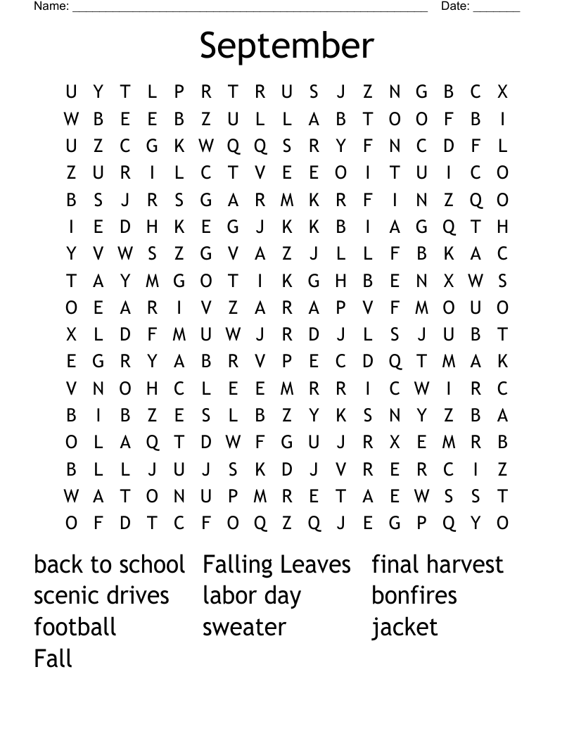 September Word Search