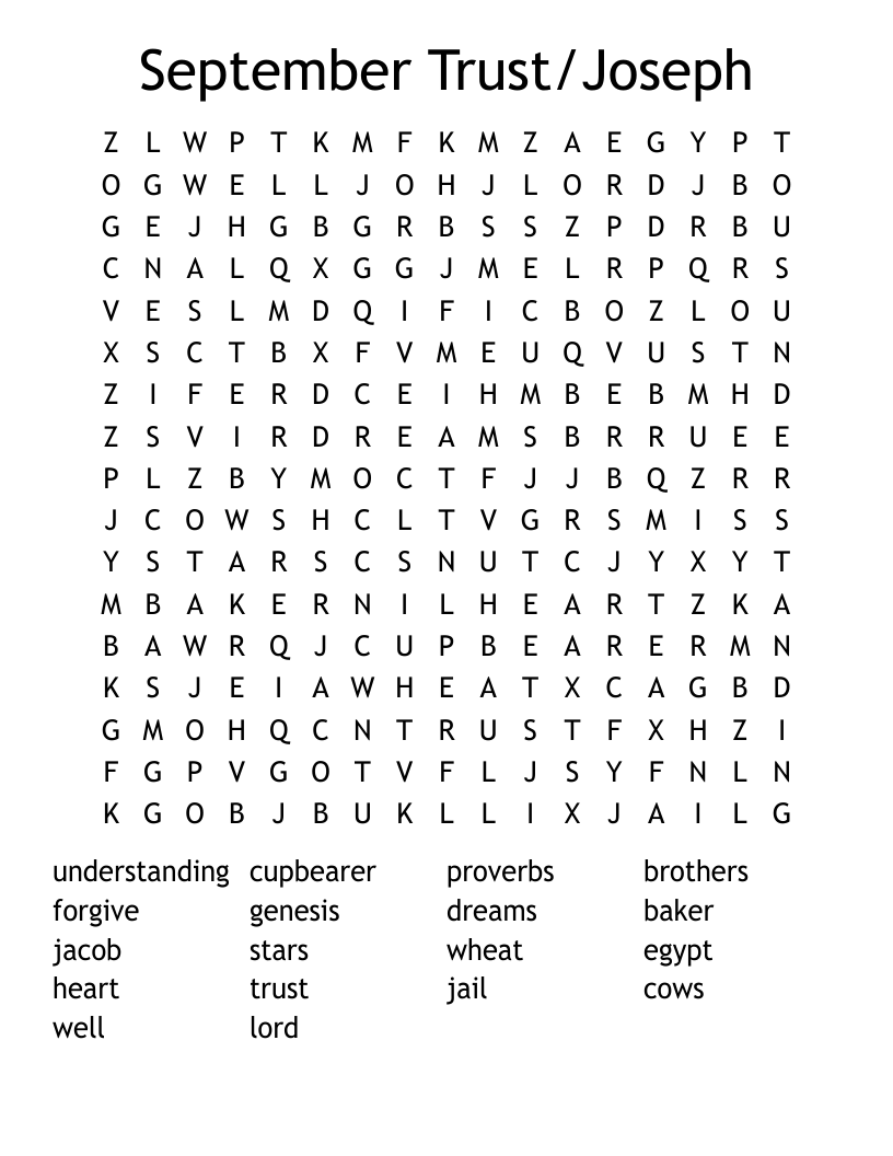 September Trust/Joseph Word Search