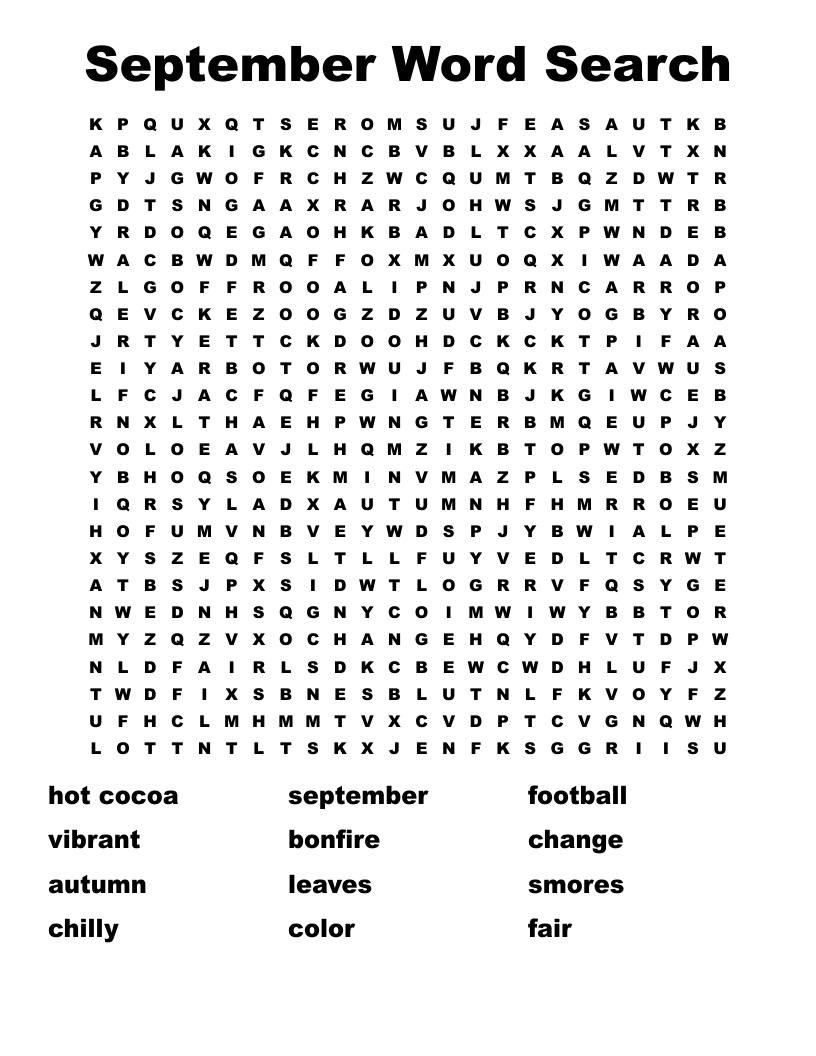 September Word Search