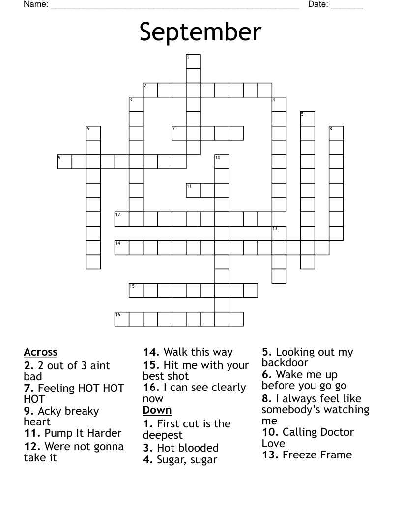 September  Crossword