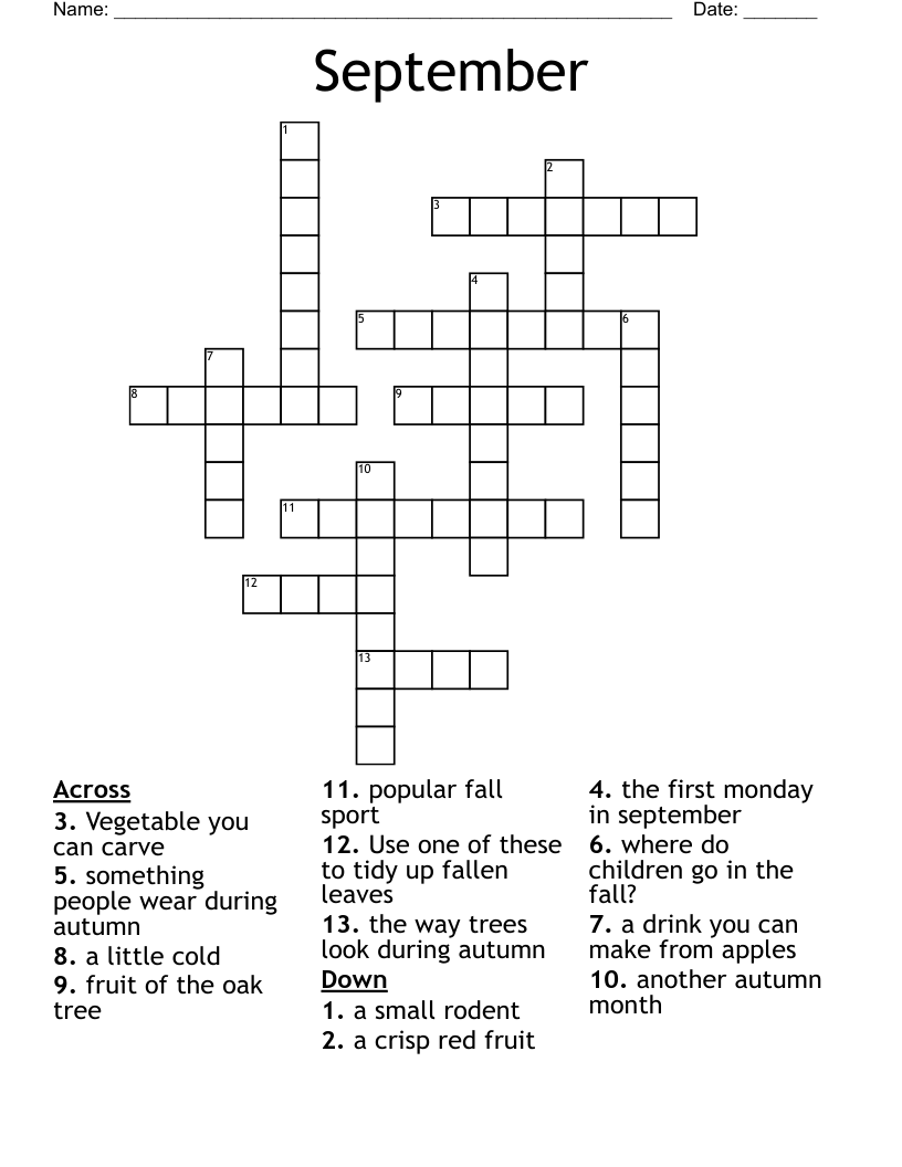 September  Crossword