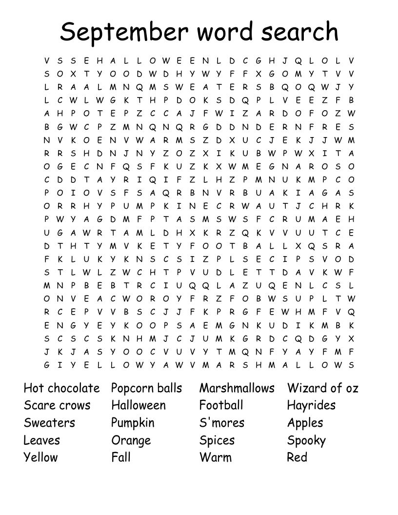 September word search