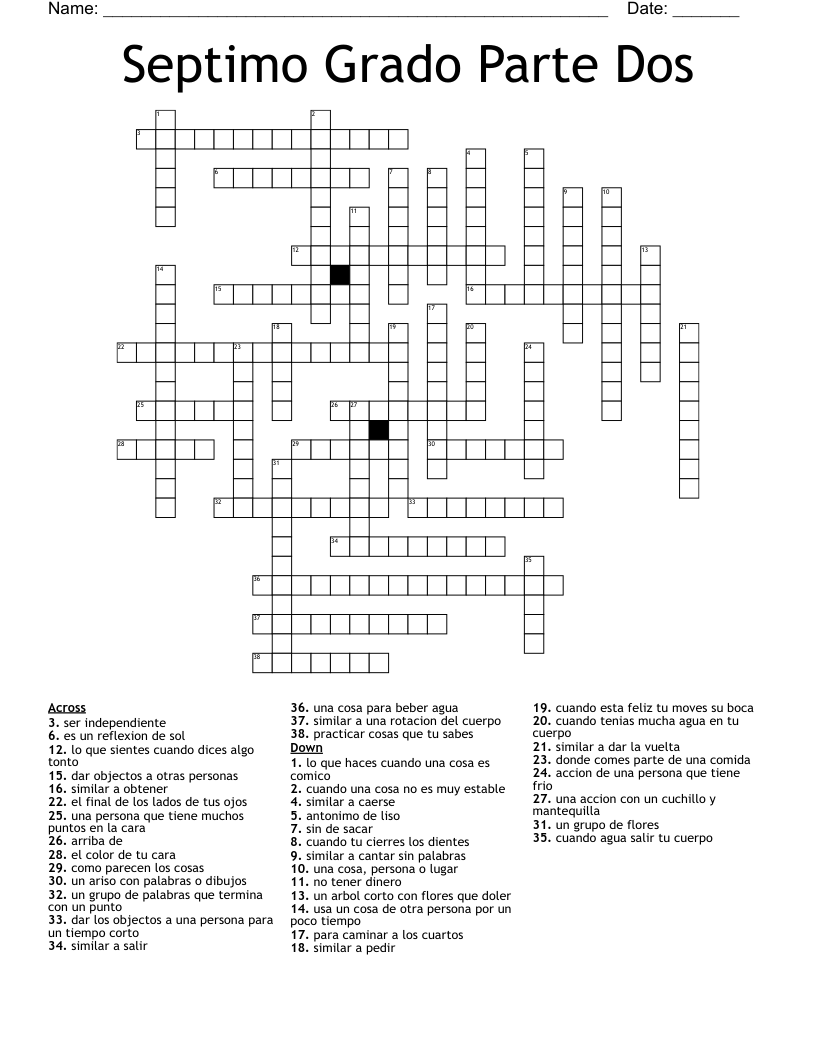 Septimo Grado Parte Dos Crossword