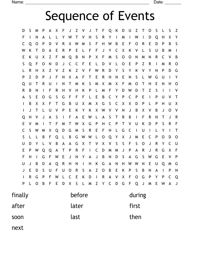 Sequence of Events Word Search