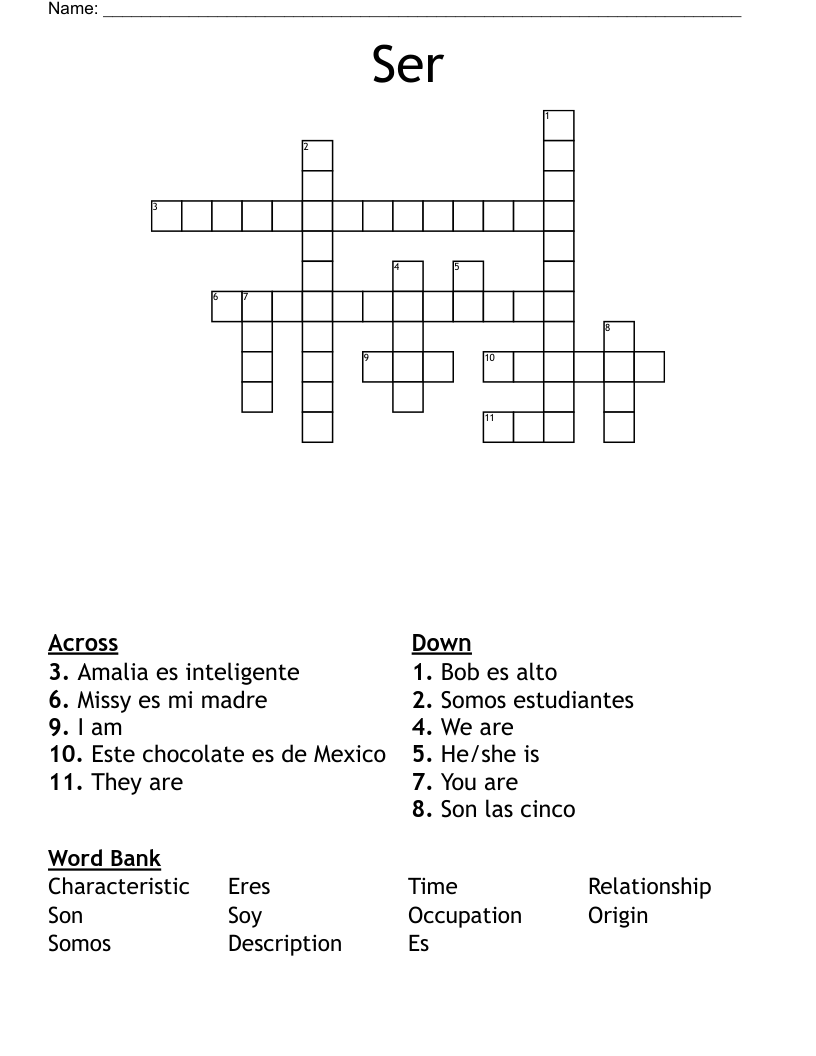 Ser  Crossword