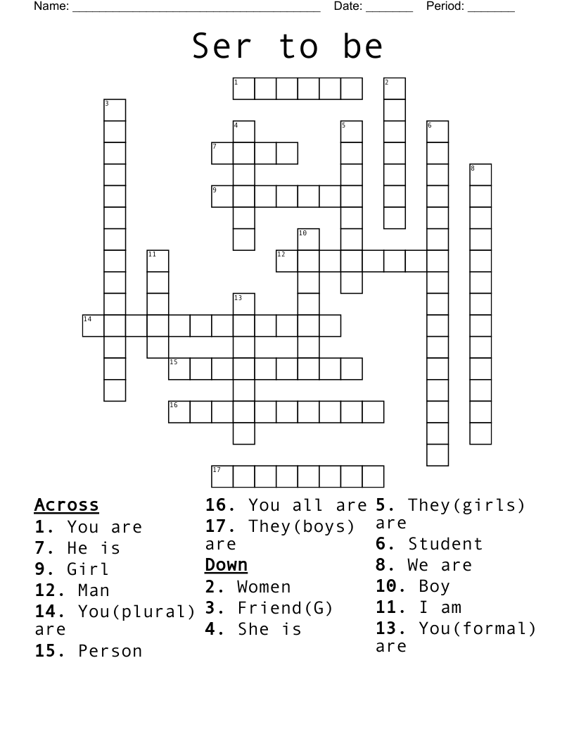 Ser to be Crossword