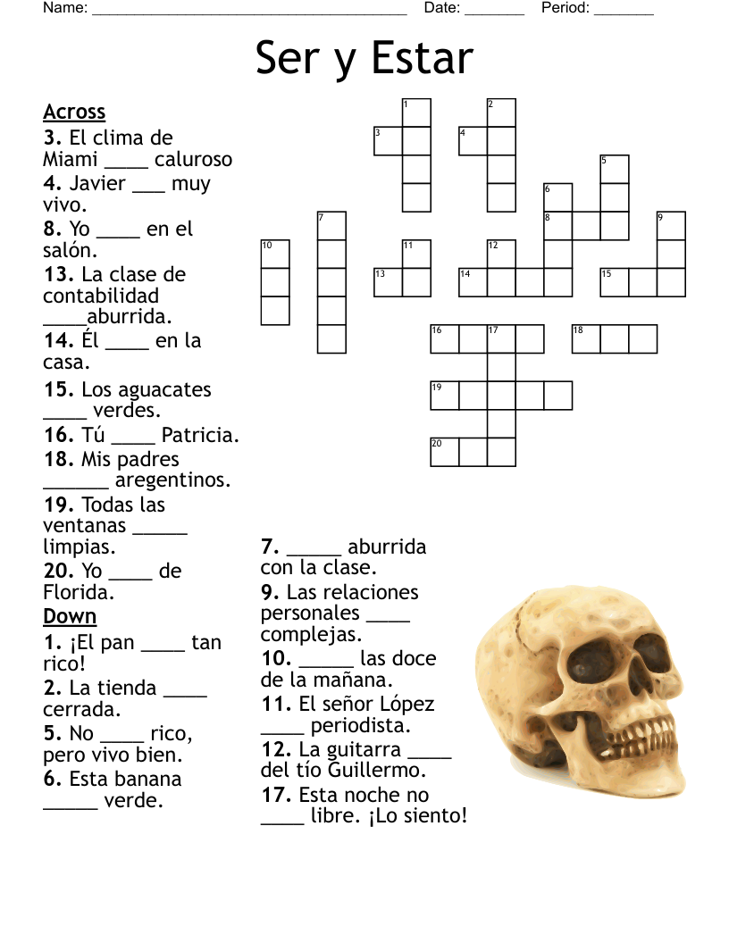 Ser y Estar Crossword