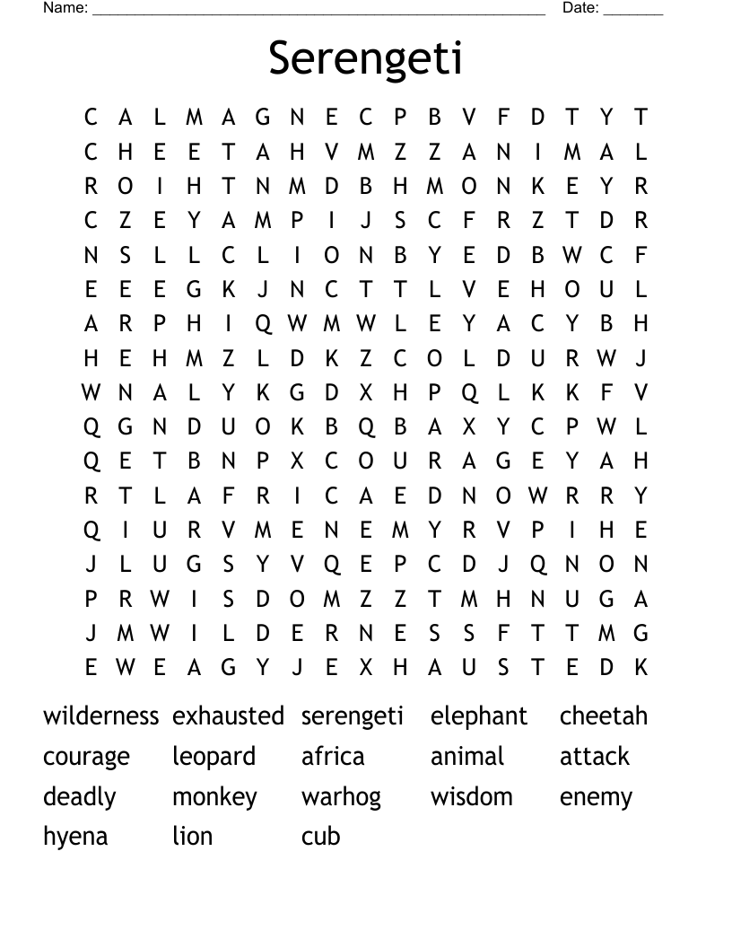 Serengeti Word Search