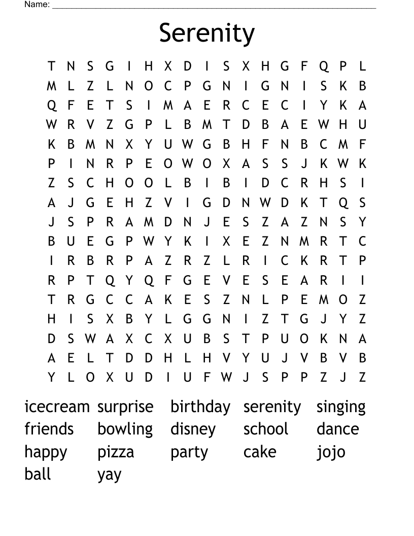 Serenity Word Search