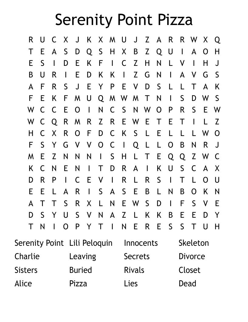 Serenity Point Pizza Word Search