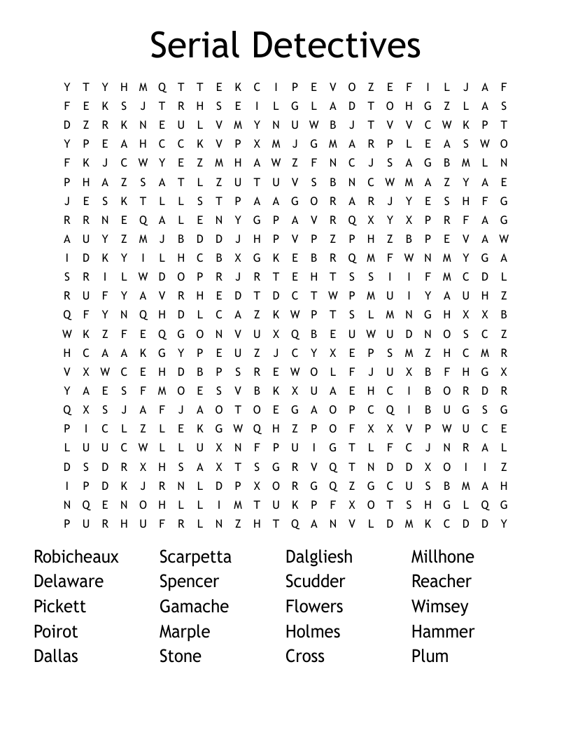 Serial Detectives Word Search