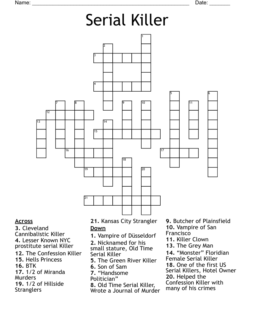 Serial Killer Crossword