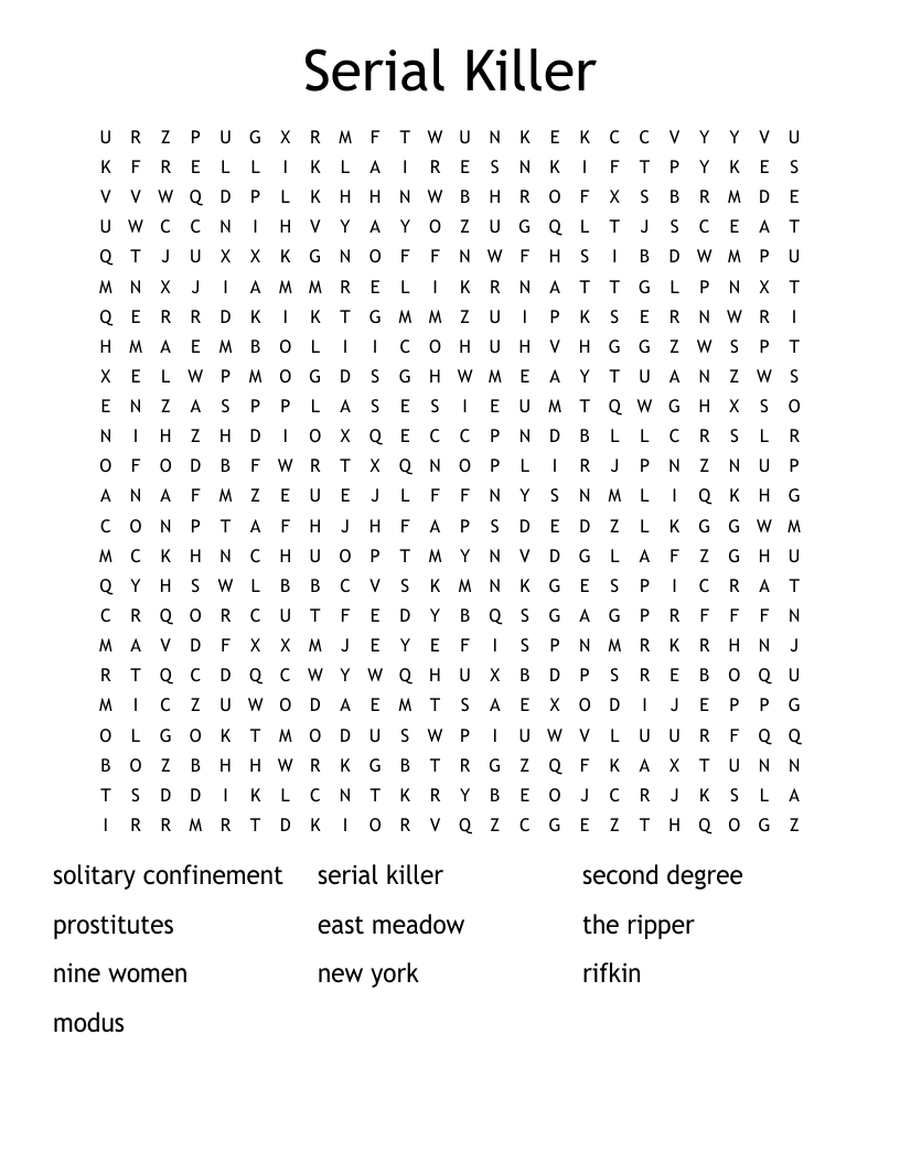 Serial Killer Word Search