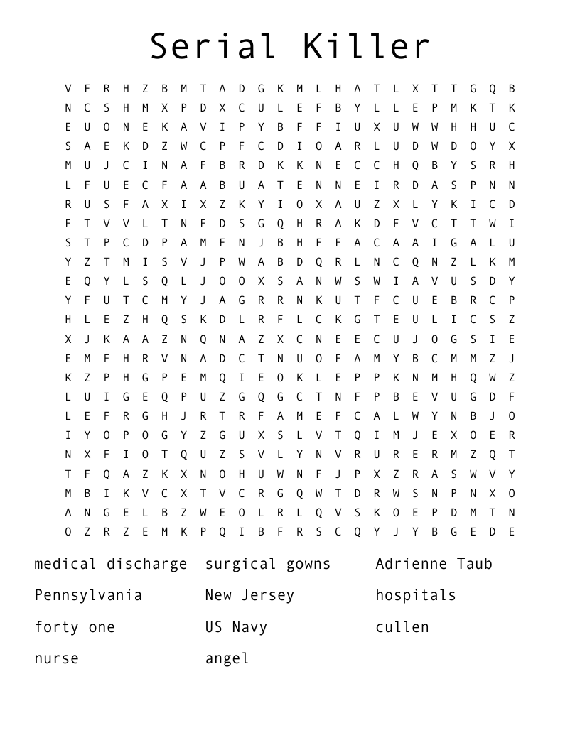Serial Killer Word Search