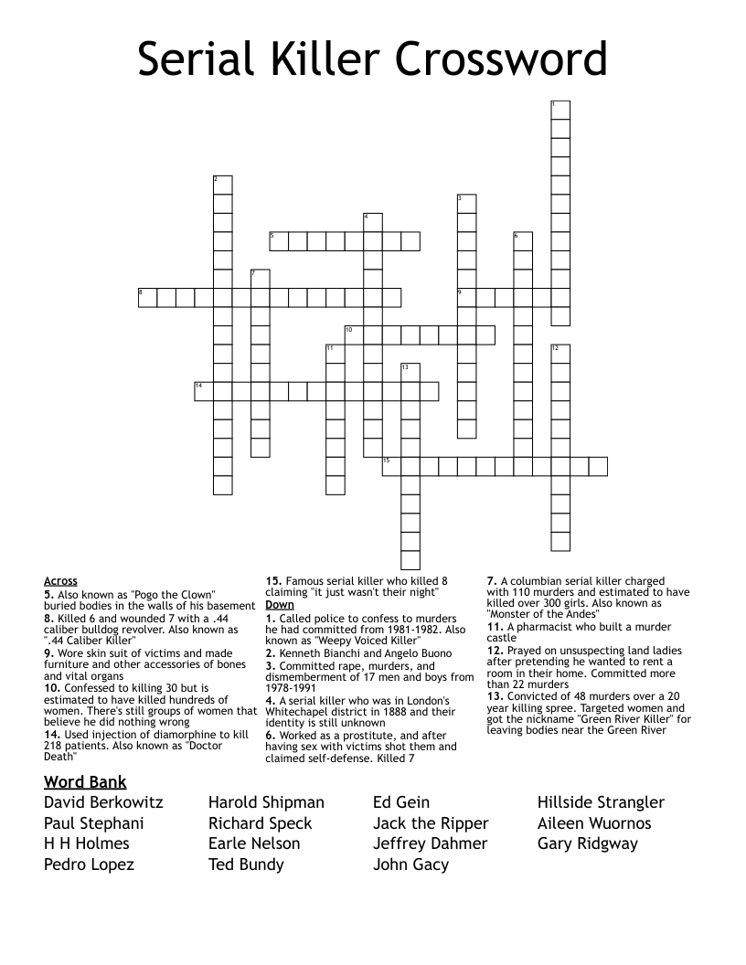 Serial Killer Crossword