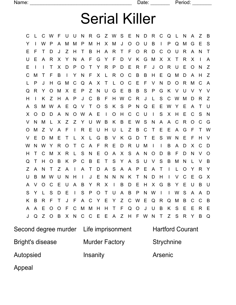Serial Killer  Word Search