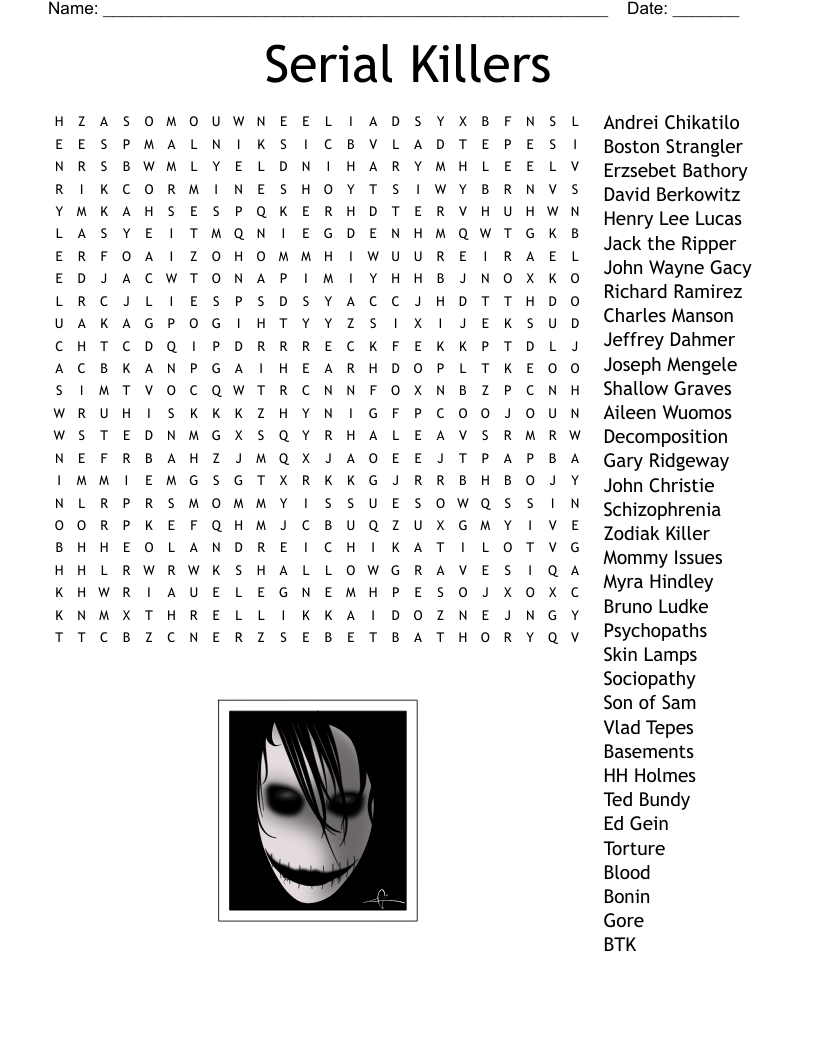 Serial Killers Word Search